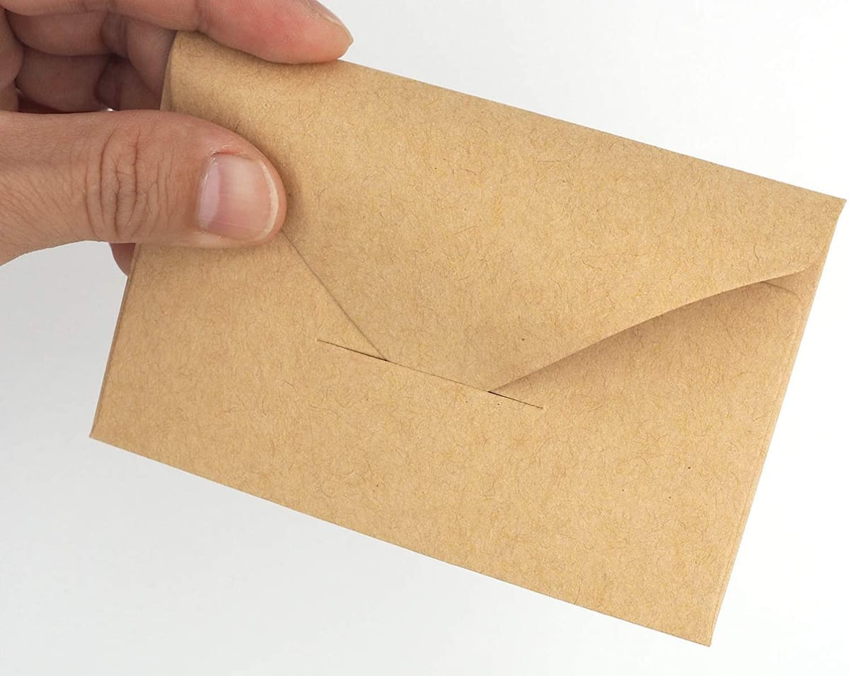 名刺サイズ 封筒 名刺 正直屋台 メッセージカード 名刺サイズ クラフト紙 封筒 無地 白紙 カード 100枚セット プレゼント 贈り物 サンクスカード