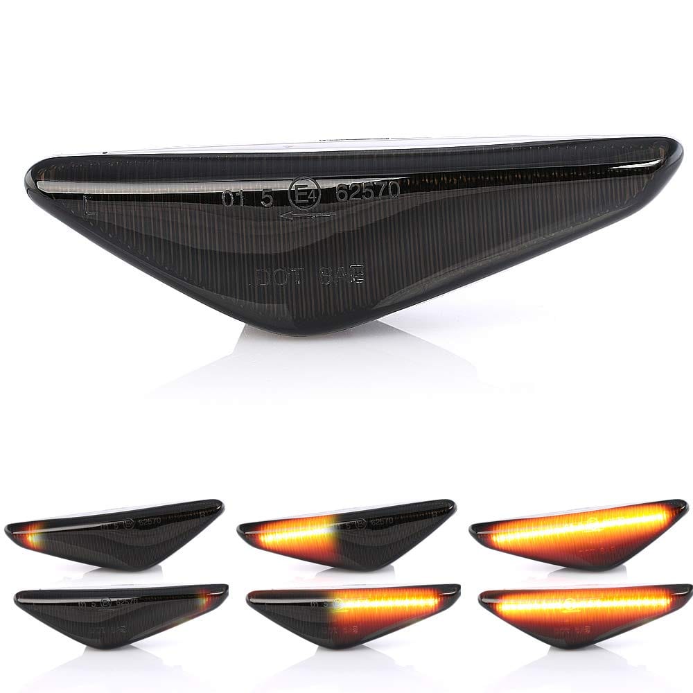 X3 F25 X5 E70 X6 E71 E72 ファイバーLED スモークレンズ仕様 シーケンシャル フロント サイドマーカー ウインカー