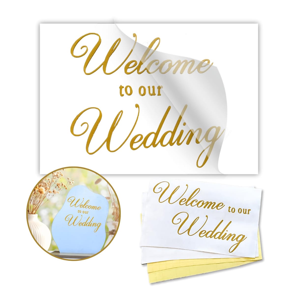 【ウェルカムスペースに華やぎを！】 ゴールドウェルカムシール 【Welcome to our Wedding】 カッティ..