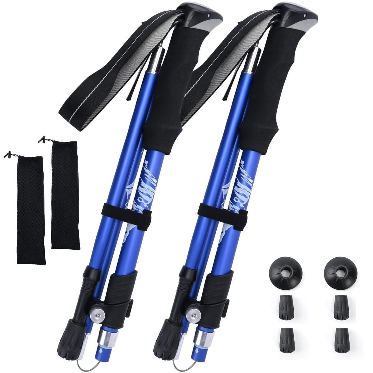 ISEFUJI トレッキングポール 登山 杖 折りたたみ 軽量アルミ製 2本セット アウトドア ウォーキング ステッキ ポール 山 ハイキング 収納バッグ付き