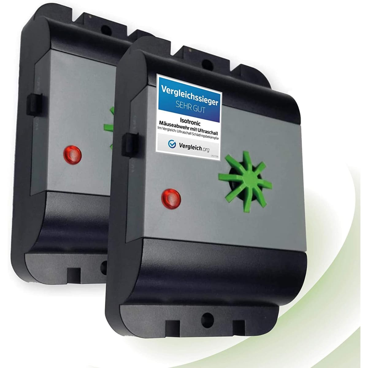 ISOTRONIC 2個入 超音波 ねずみよけ 電池式 防水 携帯型 ネズミ対策 室内 車 倉庫用 70632(2)