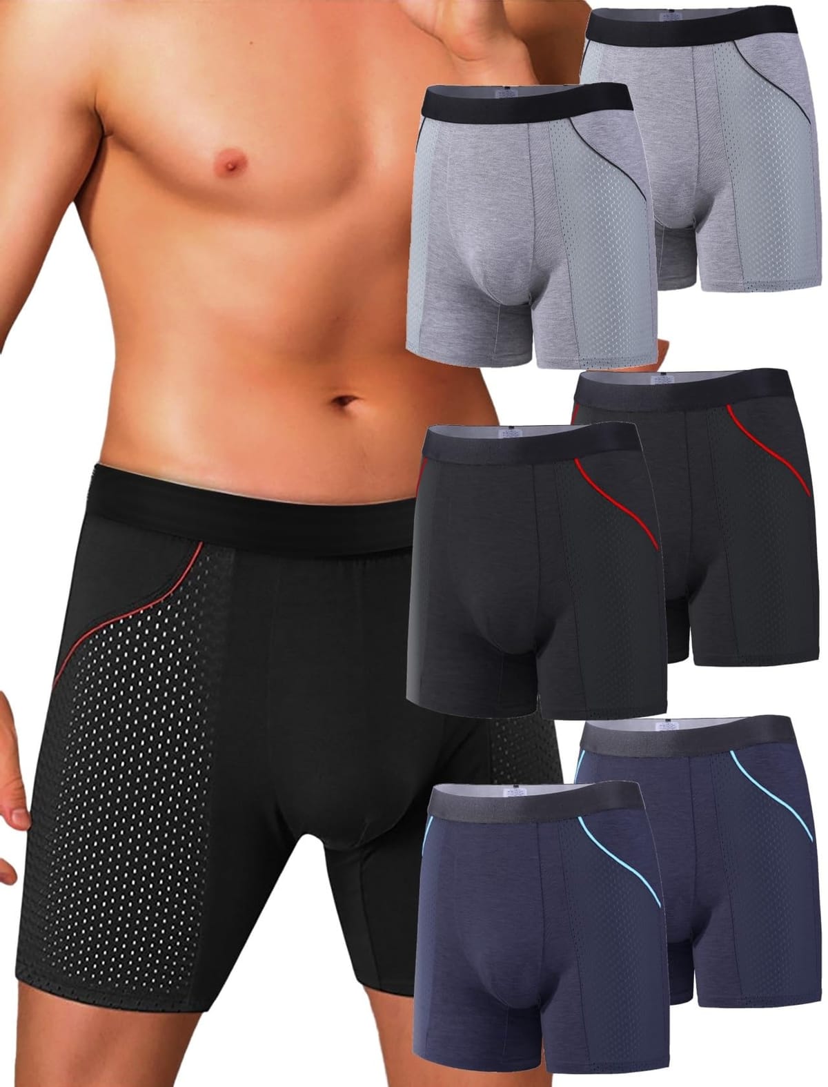 [シュバリアン] S～6L 暑さ対策 メッシュ ロングボクサーパンツ セット メンズ 股ずれ対策