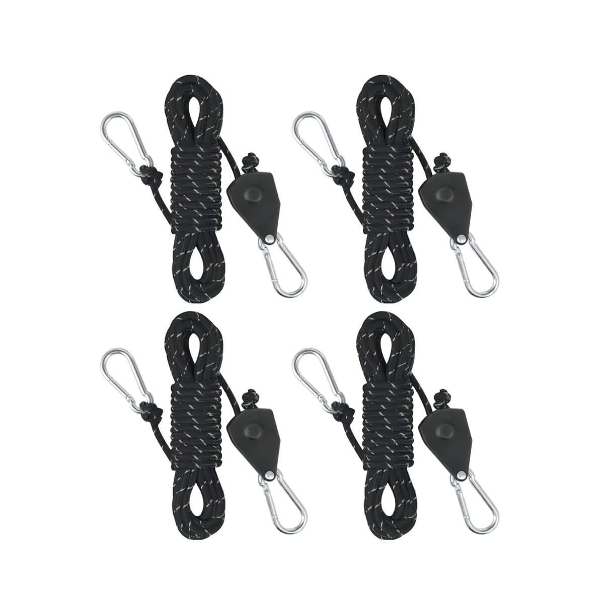 azumafy テントロープ キャンプロープ タープロープ パラコード ガイロープ カラビナ付き 4本セット ラチェットロープ 4mm 4m 多目的ロープ 張り綱