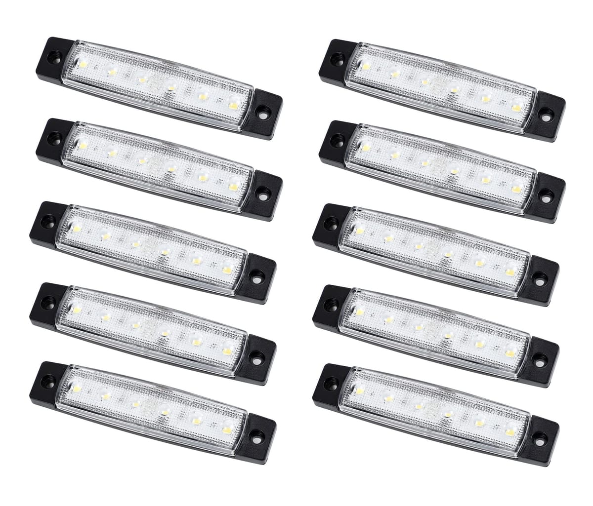 12V車用 LED サイドマーカー ランプ 6連 汎用 10個セット トレーラー 軽トラ イルミネーション デイライト カスタム 小型 角マーカー