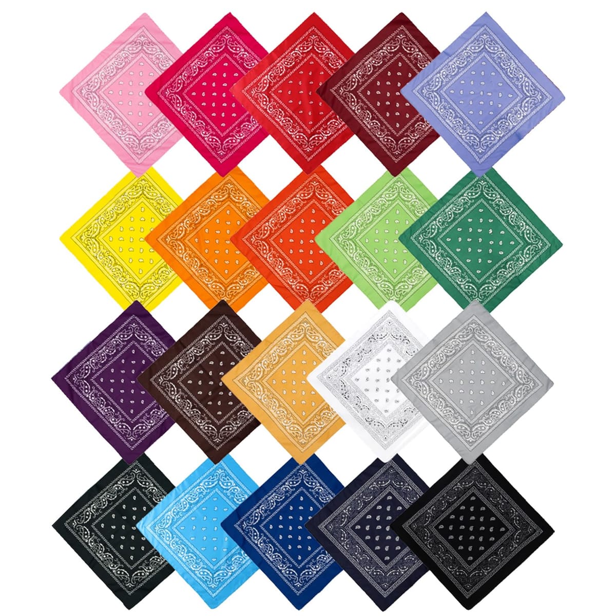 【現役主婦監修】 バンダナ 20色セット 大判サイズ（55×55cm）ペイズリー柄『値段が安い重視の方が買う用』