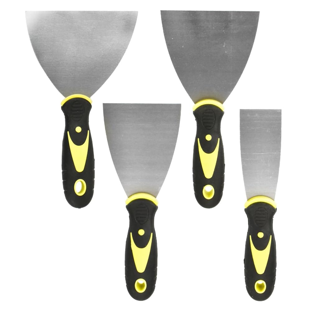 雑貨屋K-ZONE 多機能スクレーパー シール剥がし パテナイフ 錆取り 4サイズセット 滑りにくい フック穴