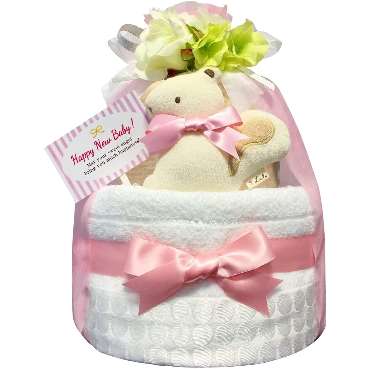 KanonBabys おむつケーキ 女の子 今治 オーガニック 出産祝い 2段 Sサイズ Mサイズ