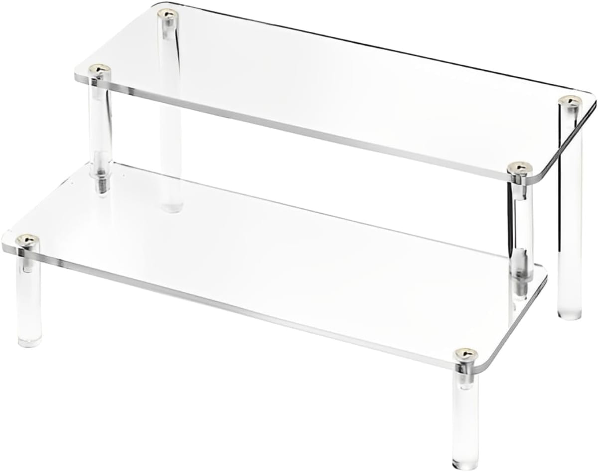 HAPPY SUGAR フィギュアひな壇 アクリルひな壇 アクスタ ディスプレイ ひな壇 アクリルスタンド 台座 フィギュア 棚 アクセサリー ディスプレイ 卓上 (クリア 幅30cm 2段)