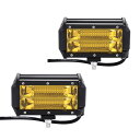 Partools LED作業灯 広角 5インチ イエロー 72W 4Dレンズ 防水 補助フォグランプ 12-24V トラック/重機用 2個セット