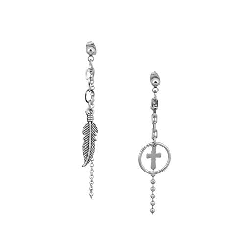 Rakuten - ピアス クロス フェザー 羽根 ジミン JIMIN 着用モチーフ 両耳用 垂れ下がり ステンレス素材 アクセサリー
