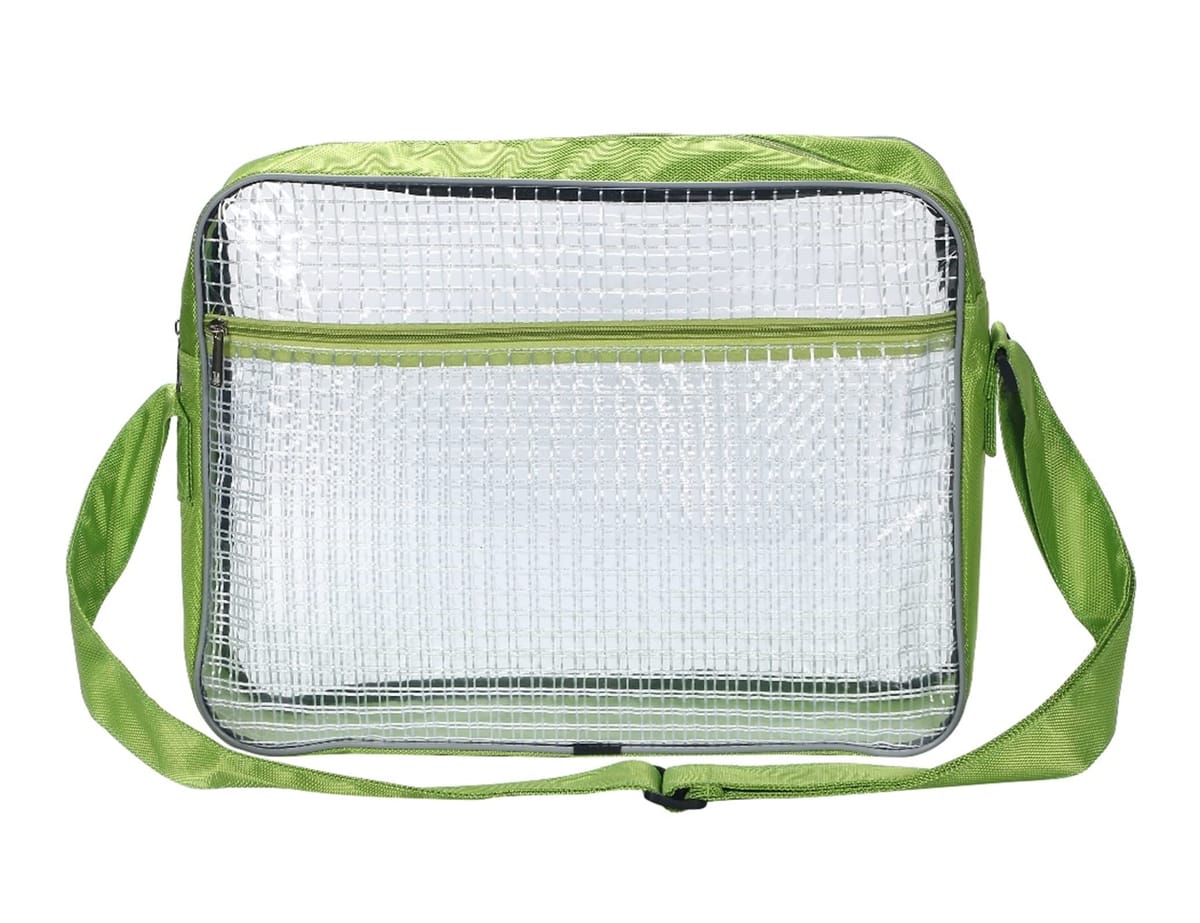 エンジニアバッグ 緑横 透明バッグ クリアバッグ クリアリュック 防水 帯電 静電気 防止 蛍光帯なし PV..