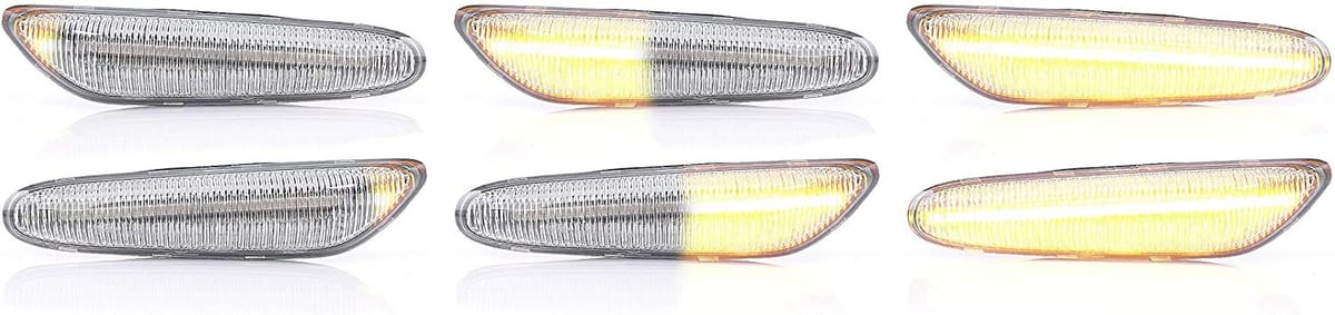 hotimp® BMW 互換品 1シリーズ E82 E88 3シリーズ E90 E91 E92 E93 5シリーズ E60 E61 クリアレンズ仕様 ファイバーLED 流れるウインカー シーケンシャル ダイナミック フロントサイドマーカー 左右1組 ソケ
