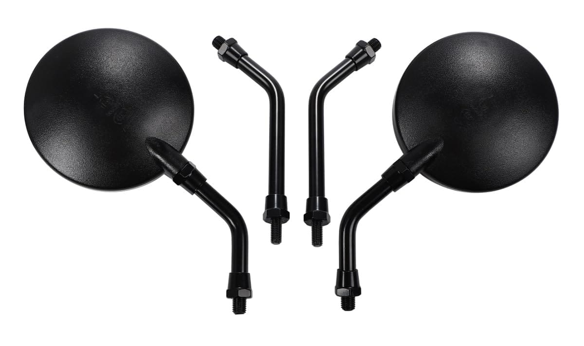 New self バイク ミラー 汎用 10mm ネジ対応 左右セット ショートミラー ステー2種付き カスタム用 ホンダ ヤマハ対応