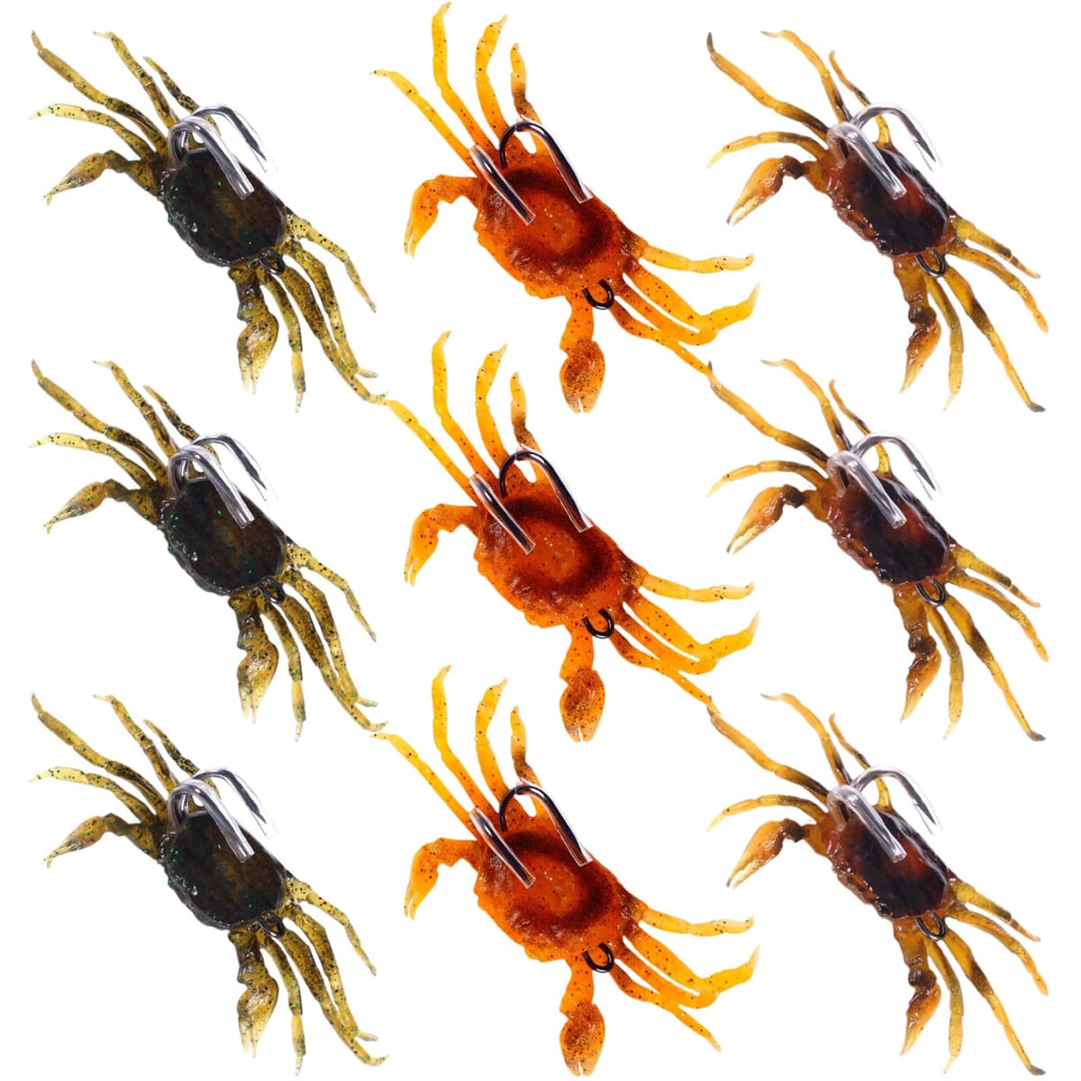 RYASHOP カニワーム カニルアー タコ釣り ソフトルアー ルアー ダブルフック 擬似餌 蟹 チヌ クロダイ 真鯛 緑 赤 茶色 3色 9個セット