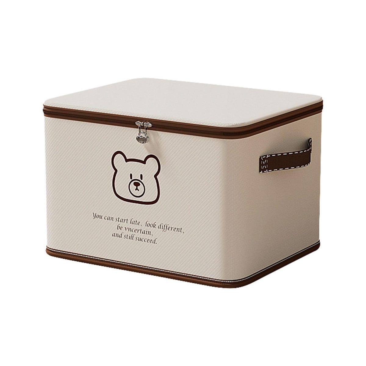 CAWKAY 鍵付き 収納ケース 収納ボックス ダイヤル錠 折りたたみ 収納ケース 大容量 片付け 衣類 収納 くまさん 布製 ファスナー