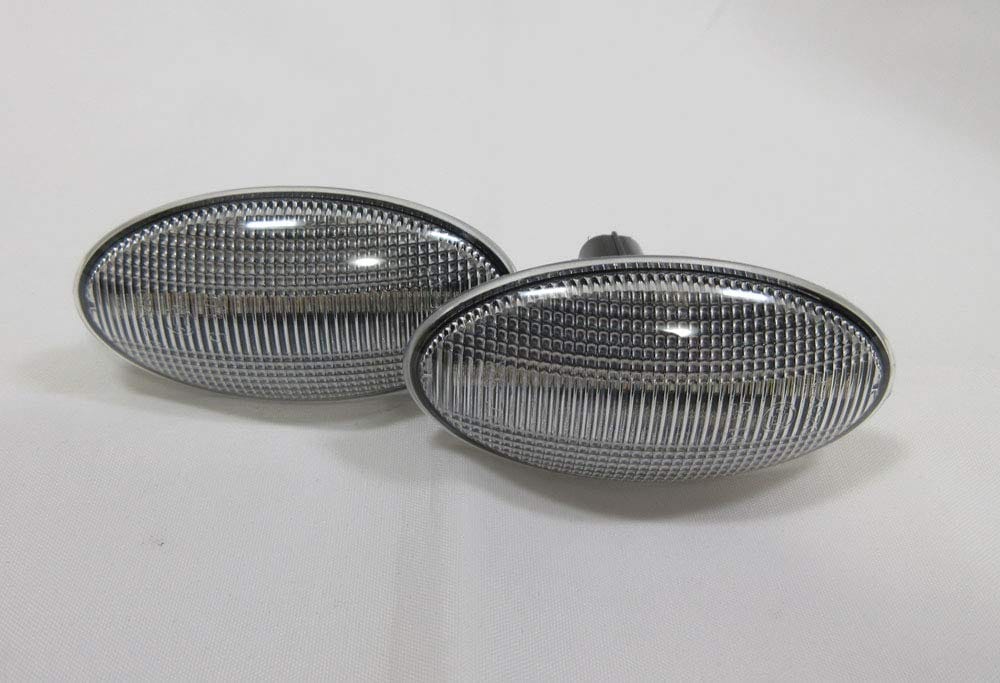 MAZDA マツダ デミオ DY DE MPV LW後期 LY ベリーサ DC プレマシー CR アクセラ BK BL アテンザ GY GG. クリアレンズ仕様 ファイバーLED 流れて光る シーケンシャル フロントサイドマーカー ウインカー