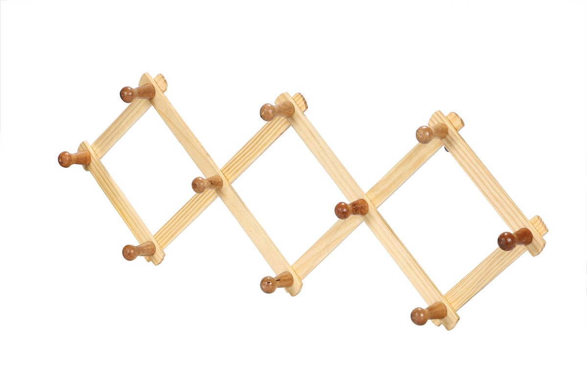 壁ハンガー 折りたたみ 10 フック コート ハンガー 木製 伸縮 思いの幅に 伸び縮み