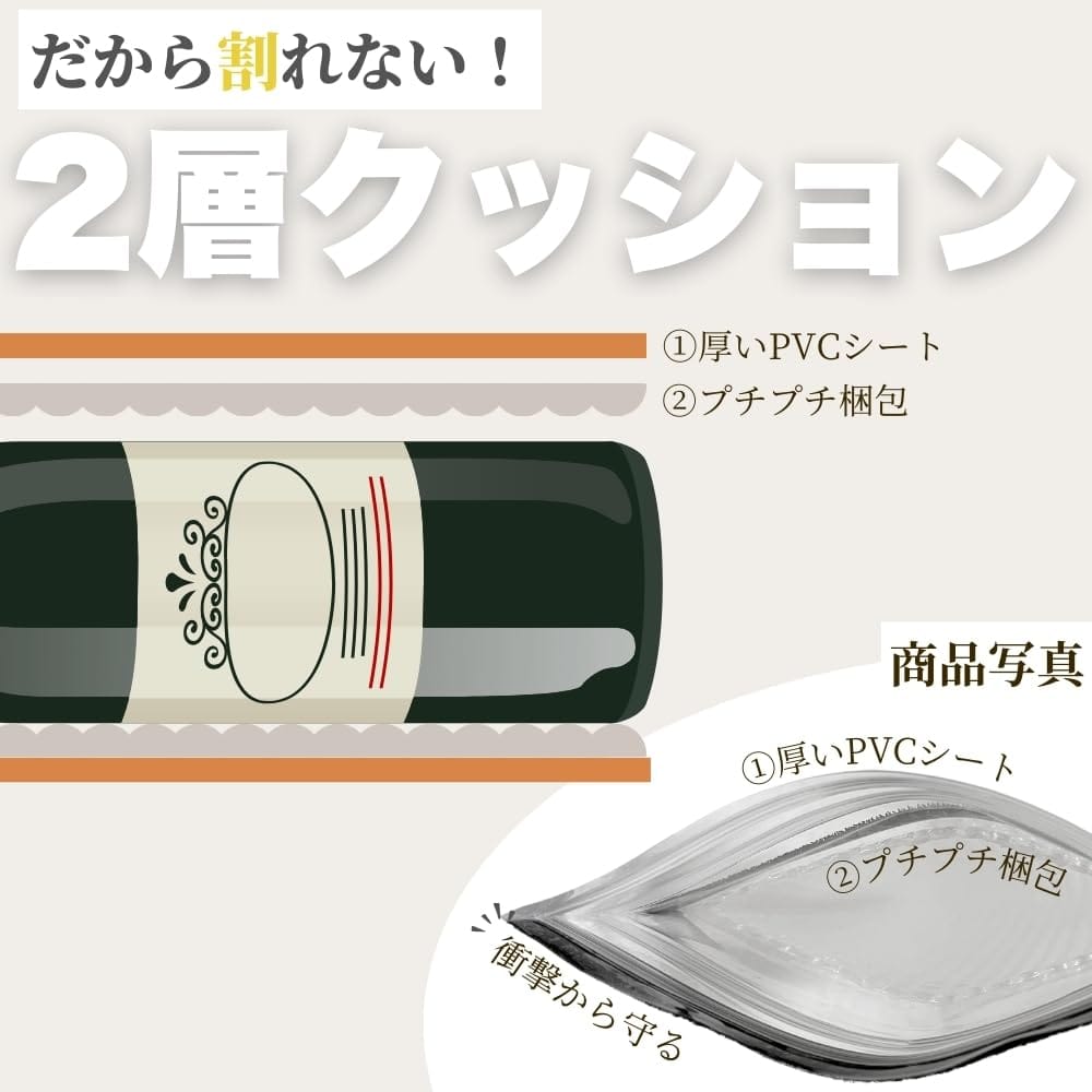 Chicer ワインボトル保護バッグ (透明 4枚セット) ワインバッグ ワイン 持ち運び用 旅行グッズ 便利 便利グッズ 旅行 緩衝材 梱包材 再利用可能 8tail0358-10029187 Web shop 8tail サンプル画像3