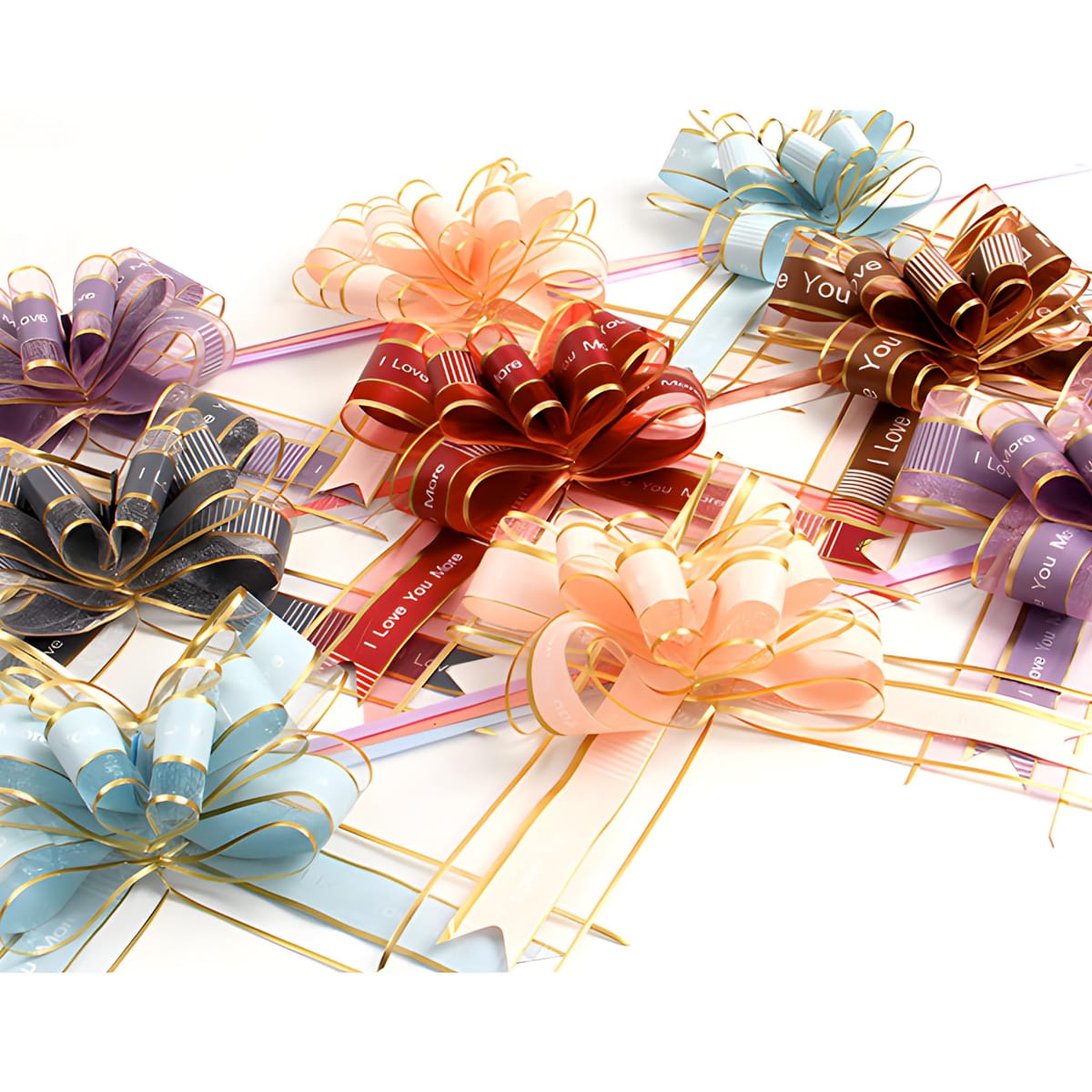 Golspia リボン ラッピング ゴールド 赤 立体 ワンタッチリボン 大容量 60個 セット