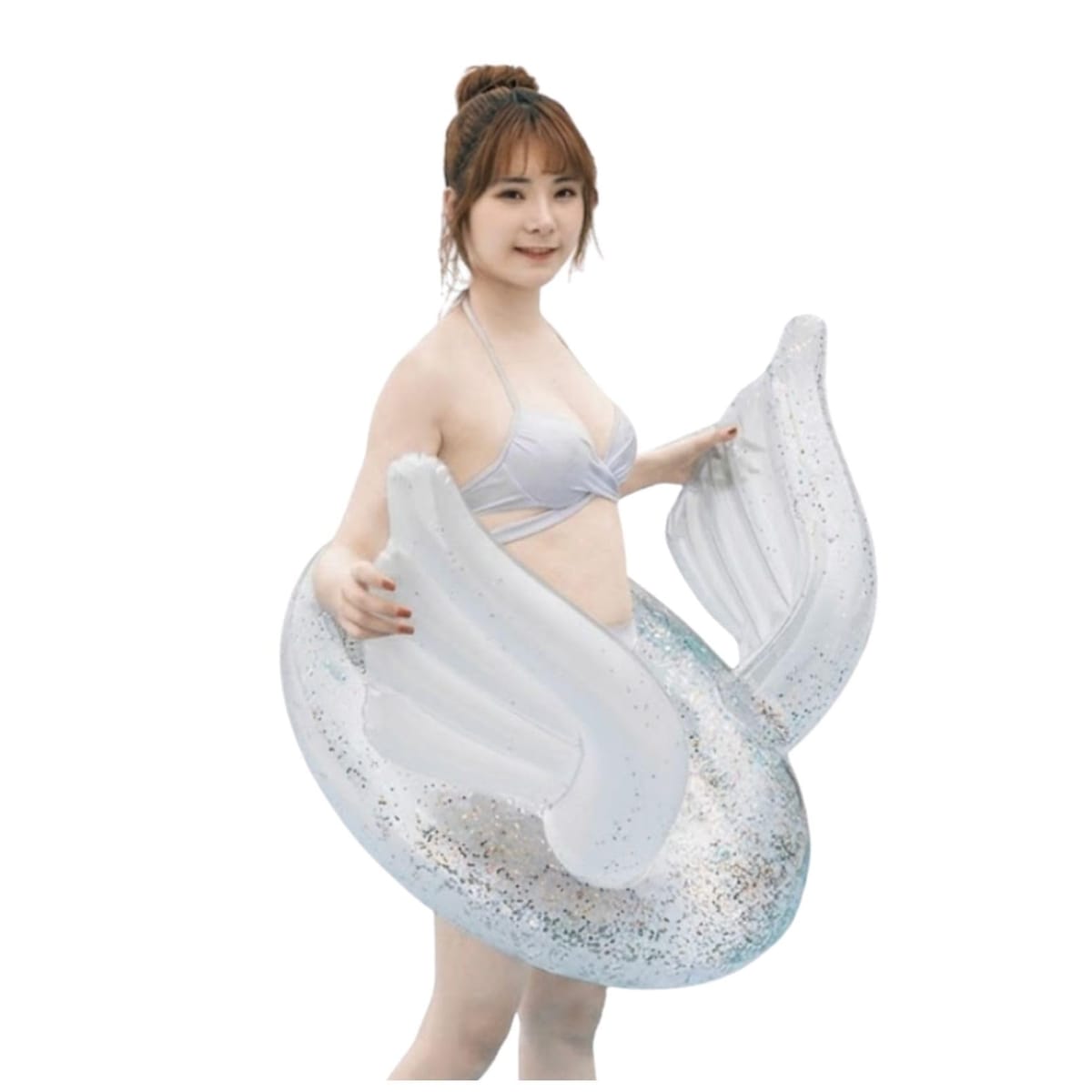 CAWKAY 天使の羽付き浮き輪 エンジェルフロート 水泳リング SNS映え 自撮り インス...