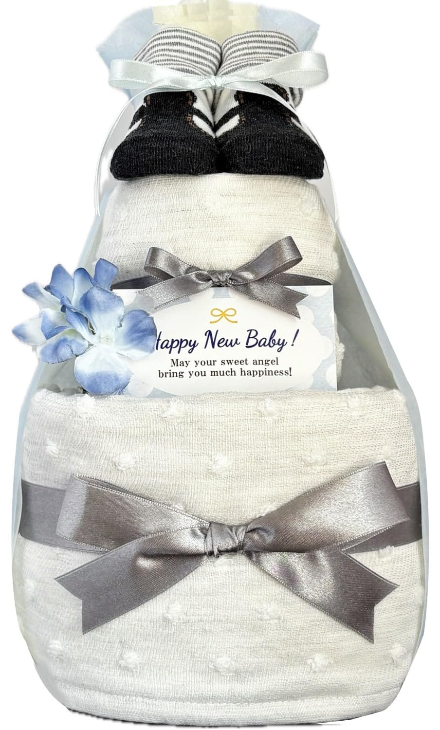 KanonBabys おむつケーキ 男の子 オーガニック 出産祝い 2段 Sサイズ Mサイズ con3001