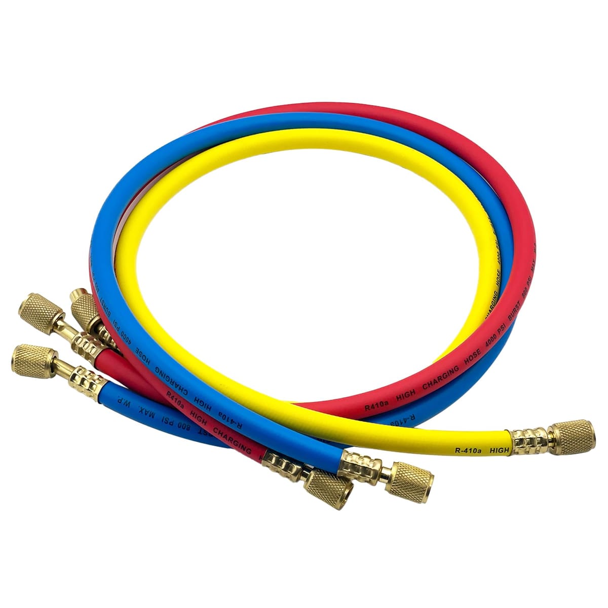 MONOSTORE 汎用 エアコンガス チャージホース R410a R32 3本セット 1/4SAE 車 マニホールドゲージ カー..