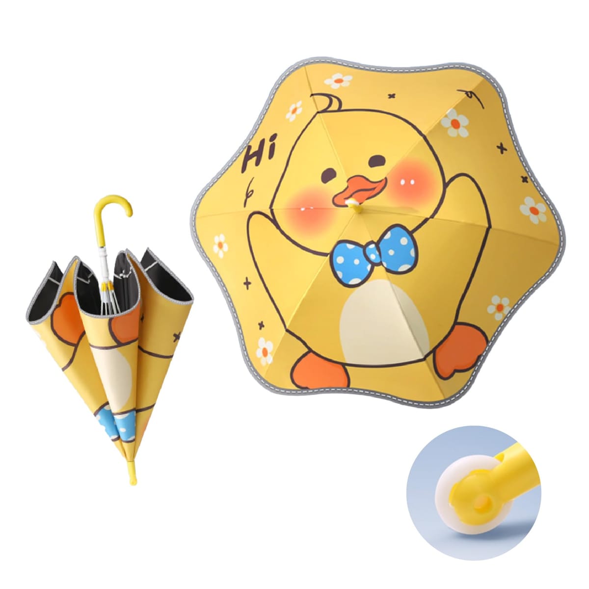 CAWKAY キッズ傘 子供用傘 車輪付き 丸い先端 反射テープ 梅雨対策 日焼け止め 携帯便利 手開き式 通学用 小学校 保育園 幼稚園