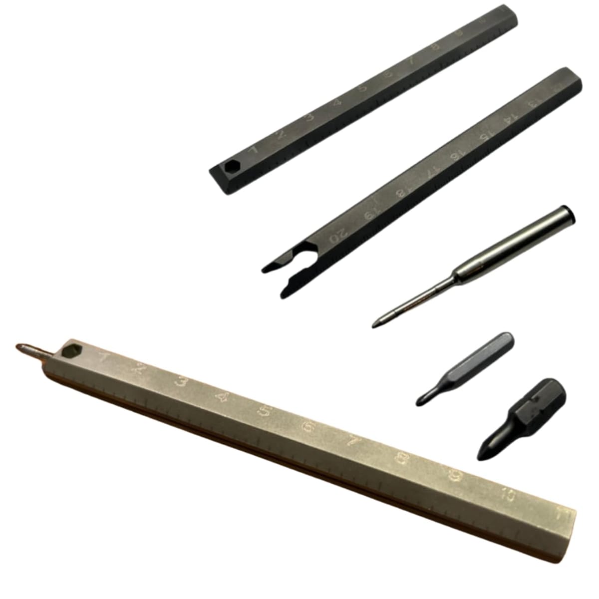 チタン製 多機能ペン 定規ペン 高耐久チタンペン プラスドライバー付属 DIY 図面作成 スケール測定 タクティカルペン