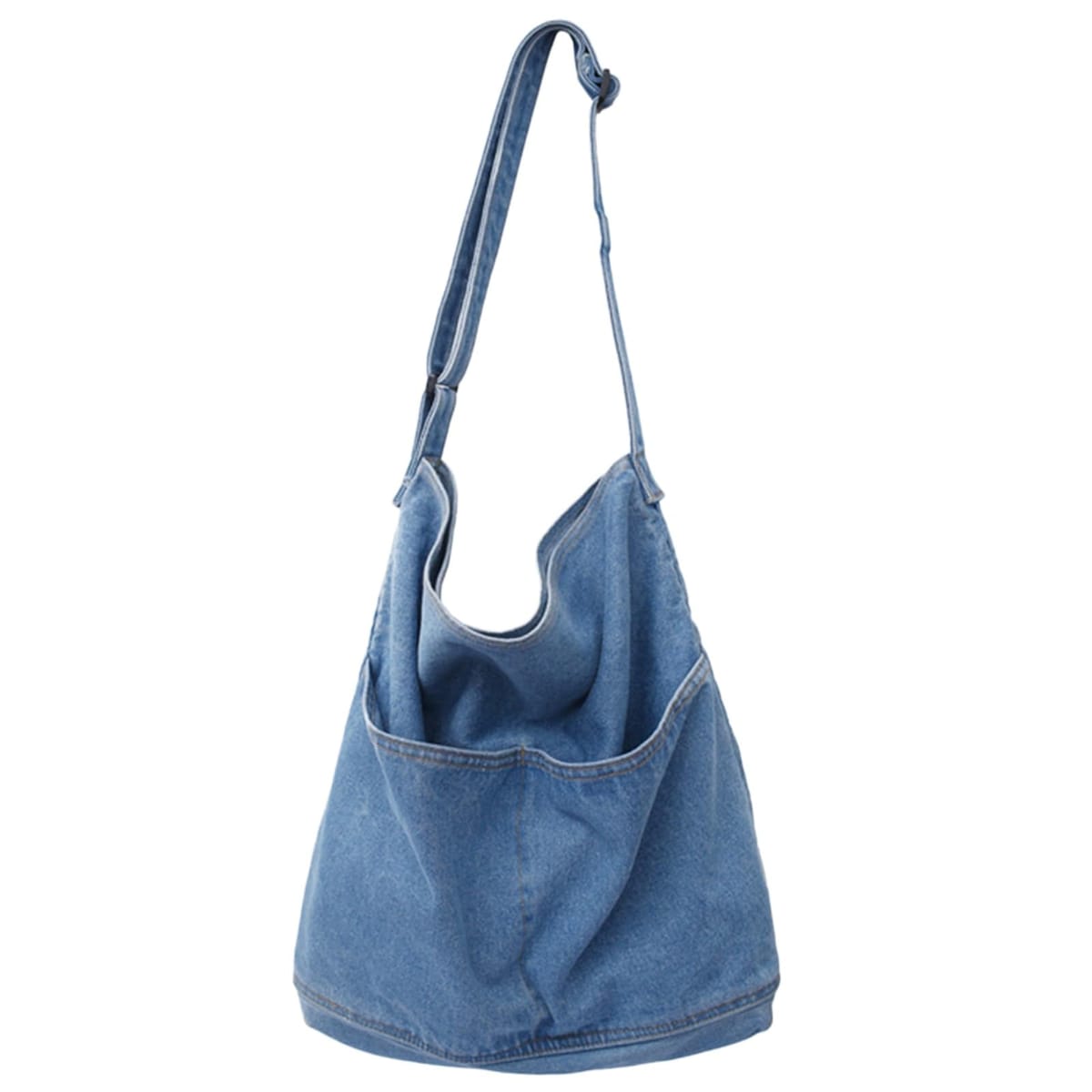 [Clove Cube] 【クローブキューブ】デニム ショルダーバッグ A4対応 調節可能なストラップ 大容量 軽量..