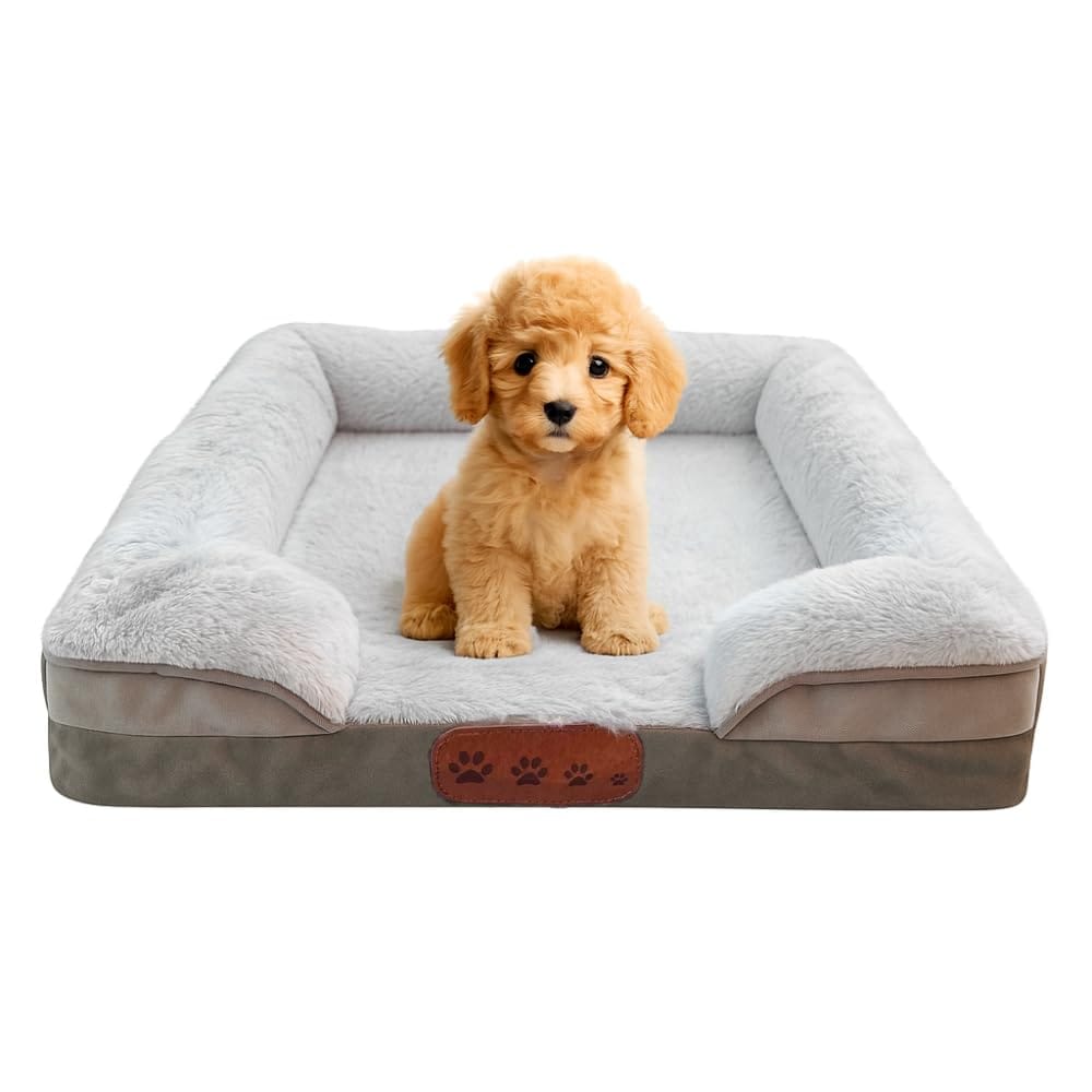 AoAkiSORA 犬 ベッド 洗える ペットベッド 小型犬 猫兼用 ふわふわ クッション 高反発 スエード調ファブリック カバー取り外し可 滑り止め付き（S：50×40×15cm グレー）