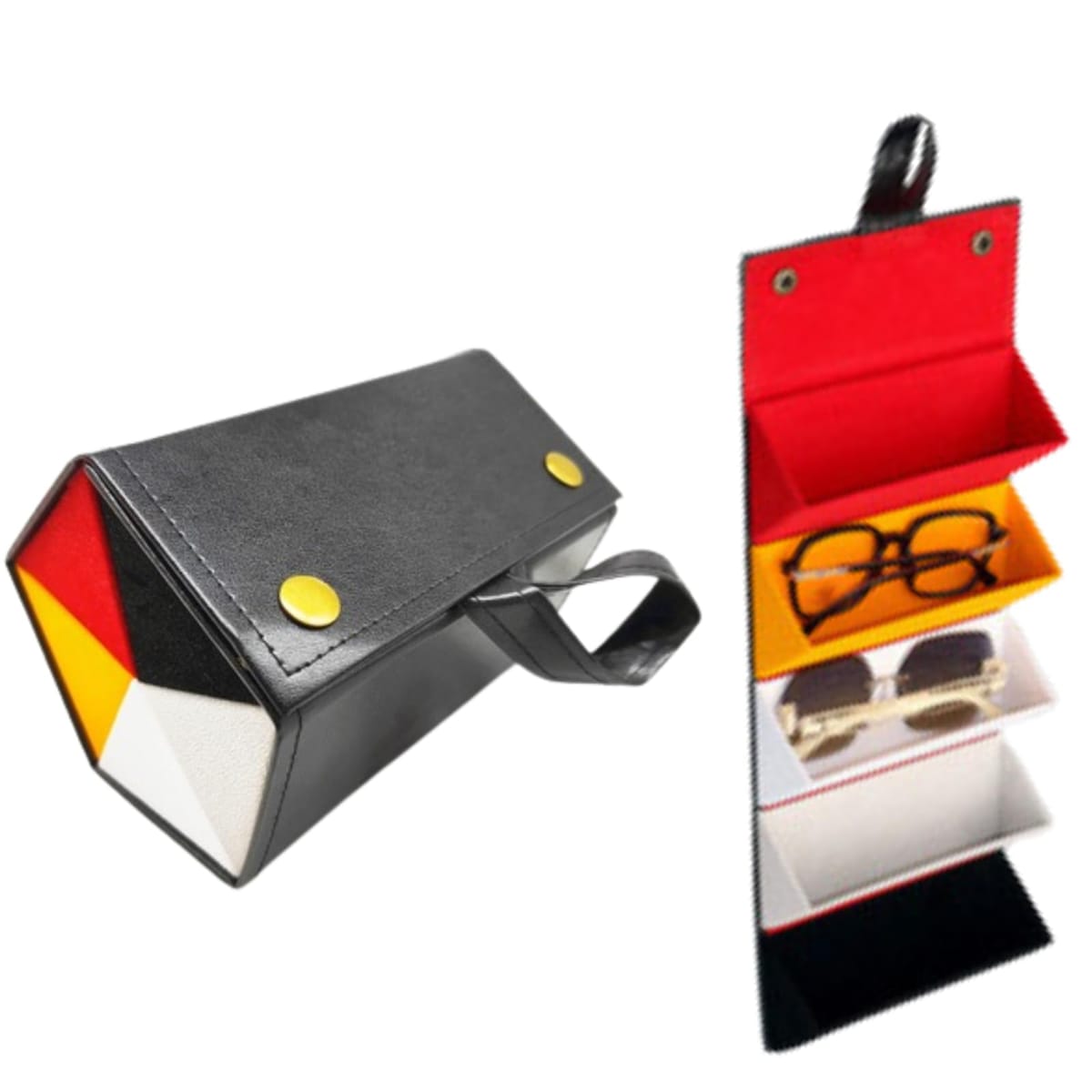 [Akaaka] メガネケース 収納 サングラス対応 折りたたみ式 携帯便利 メガネラック 5本収納