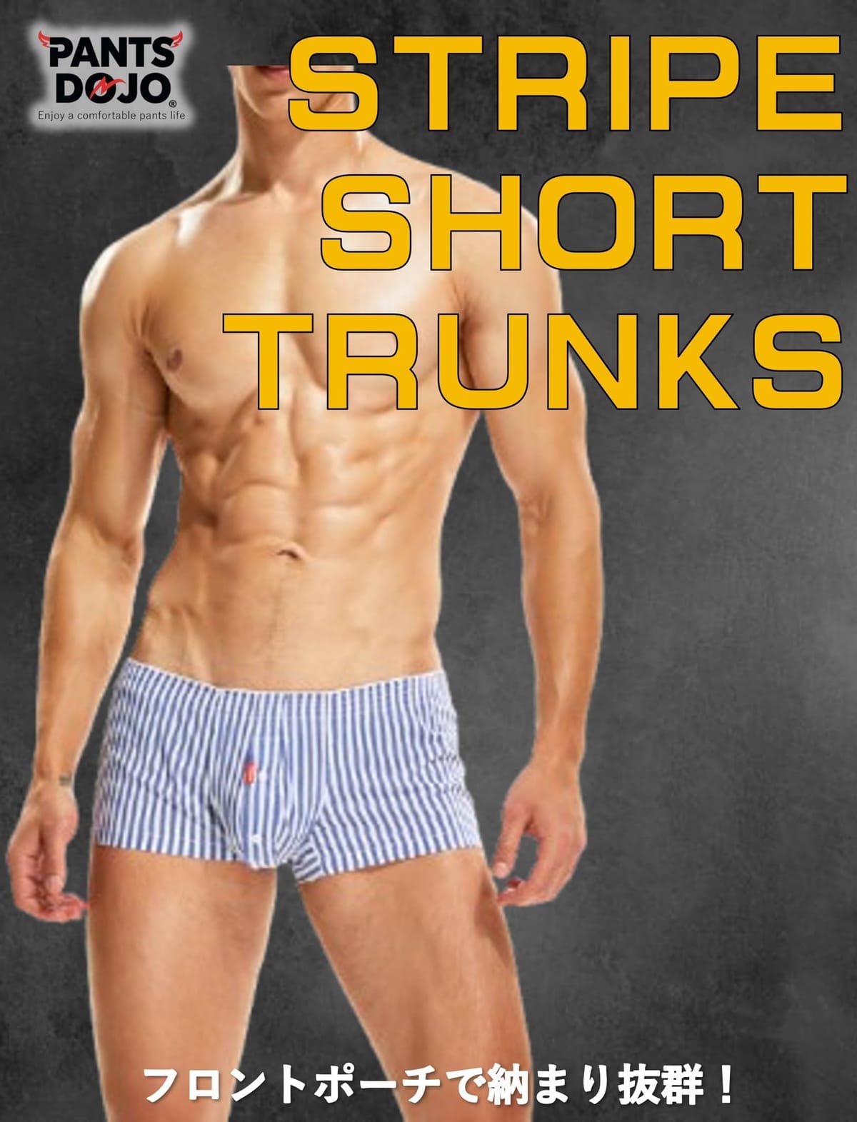 [パンツ道場] メンズ トランクス ローライズ 綿 コットン 前開き ストライプ 股間ゆったり 収まり 立体