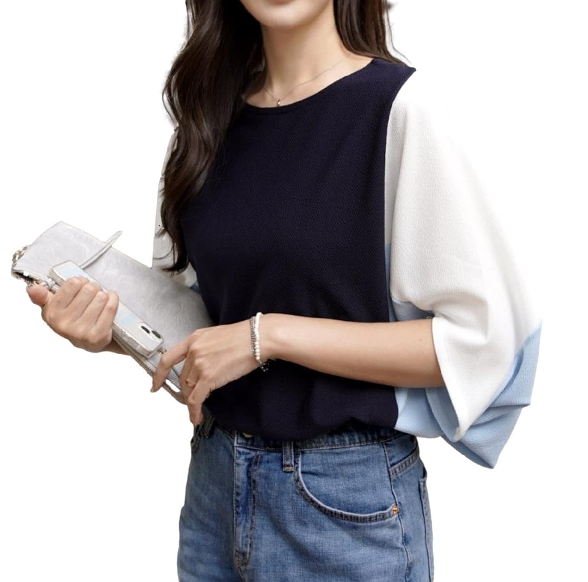 [Electric Circus] トップス Tシャツ レディース 肘まで隠れる カットソー プルオーバー チュニック 着痩せ 体型カバー