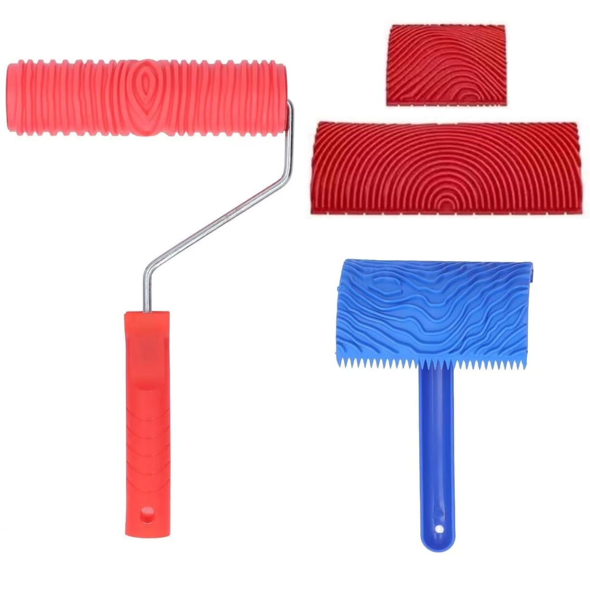 COZENTA パターンローラー 塗装ローラー 木目調 ローラーハンドル 4点セット