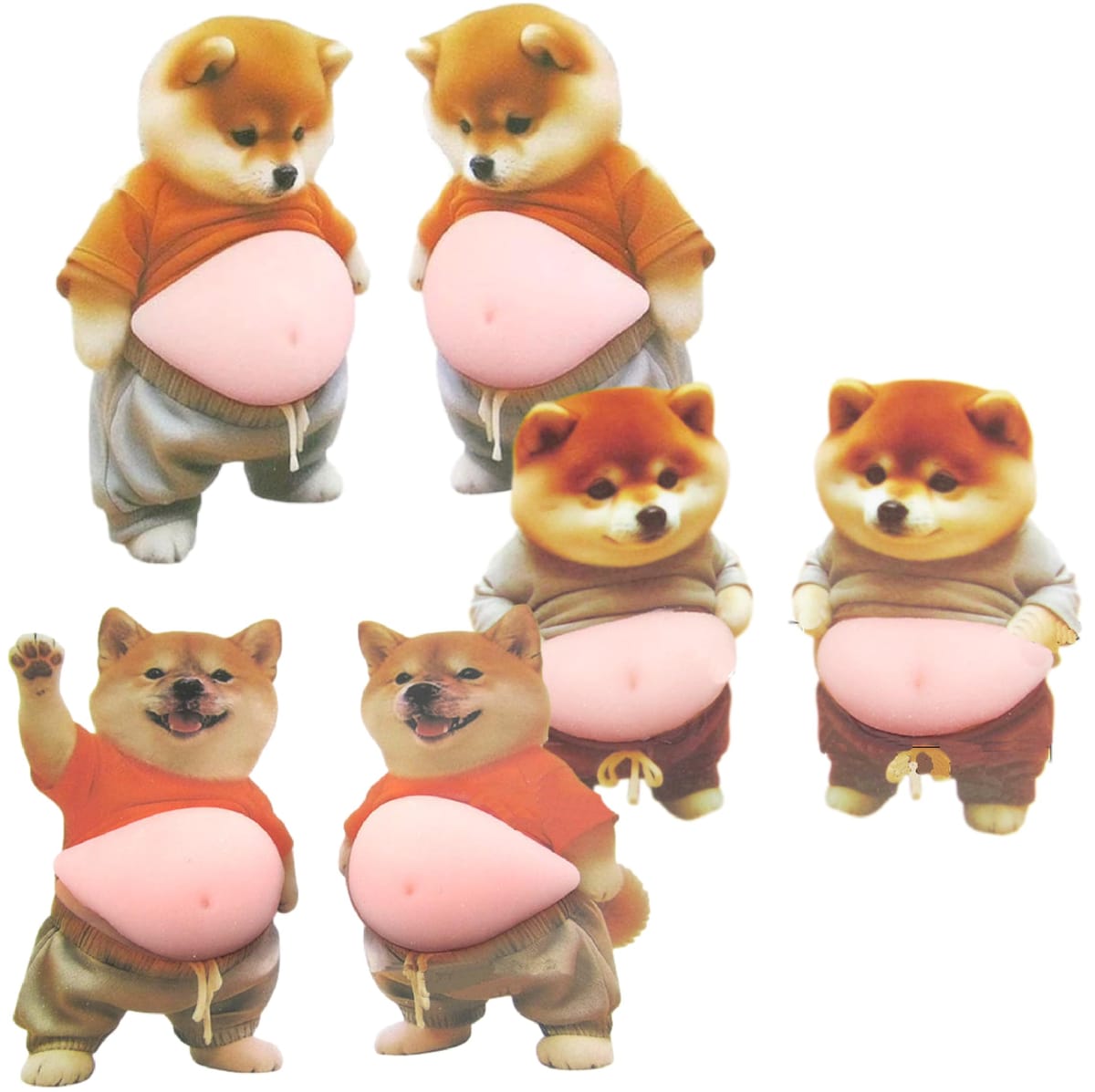 Sugarello お腹ぷにぷに 3D立体シール 柴犬 シール交換 3D ぷにぷに 携帯電話飾 デ...
