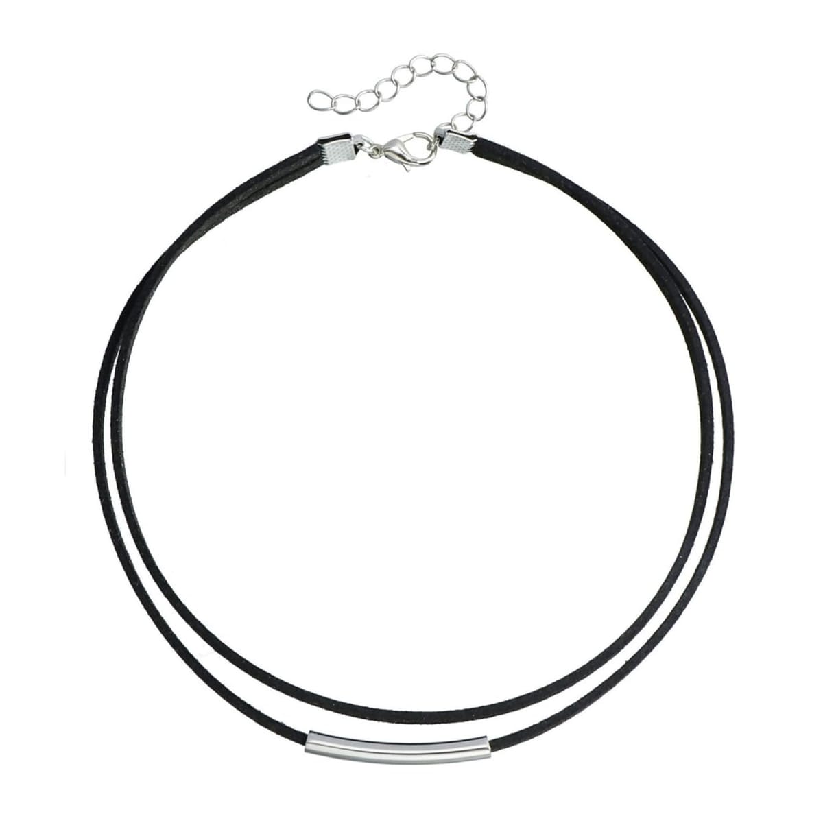 Other , Materials - [ROSELLA] チョーカー ネックレス レディース 紐 ブラック ダブル 二重 メタルバー シンプル アクセサリー 調整可能