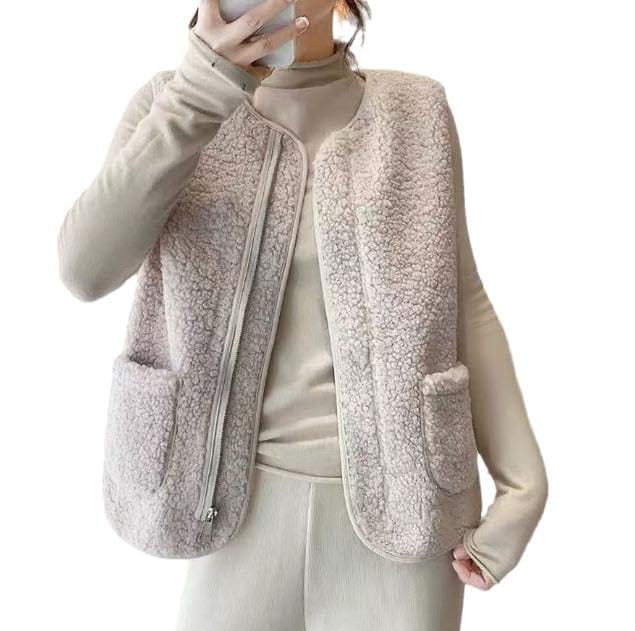 [emptio] [エンプティオ] ポケット付き ルームウェア ジップ ベスト 前開き レディース ボア 部屋着 モコモコ