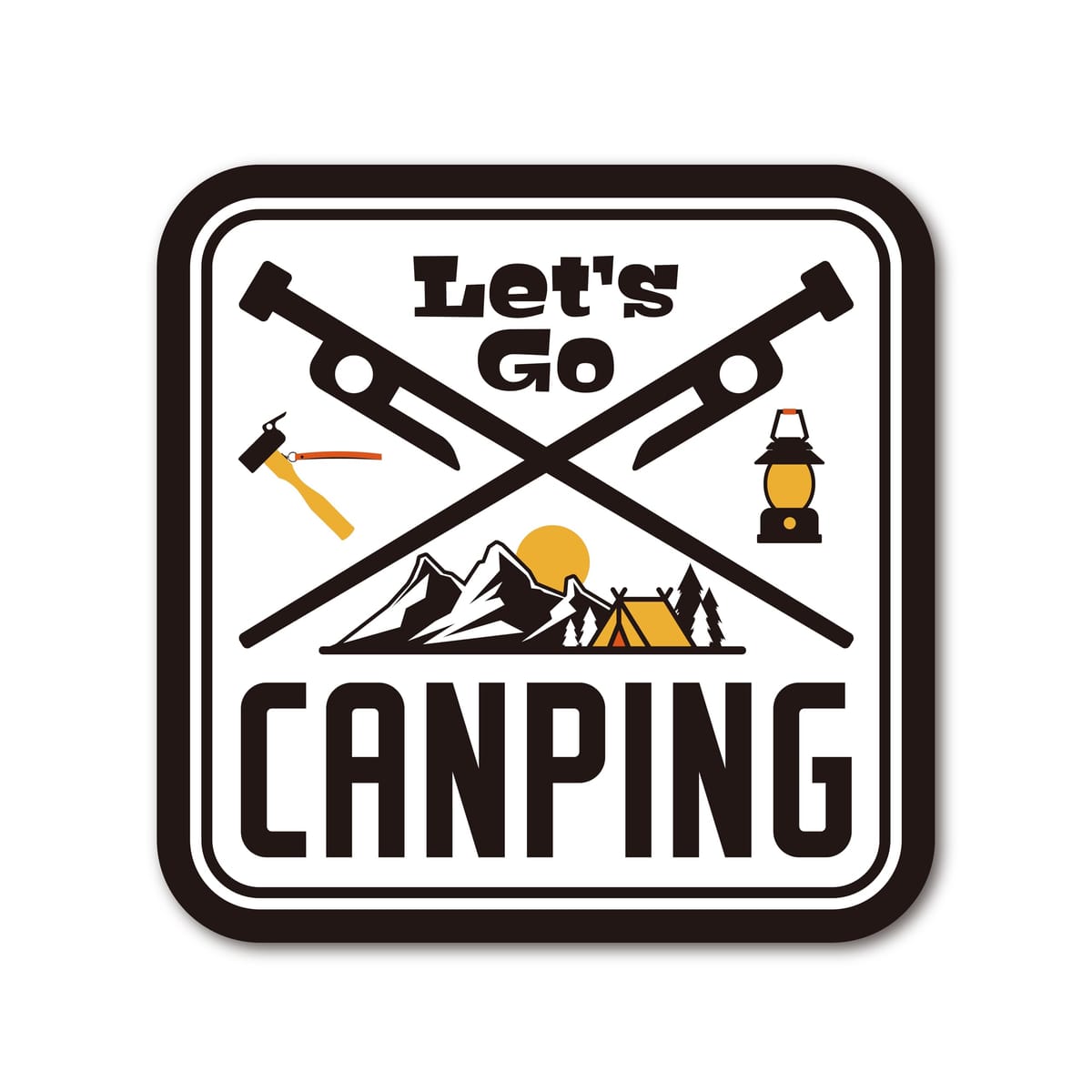 ꥸʥǥ󥹥ȥ Let's Go CAMPING ץƥå ȥɥѥƥå  W90mmH90mm ...
