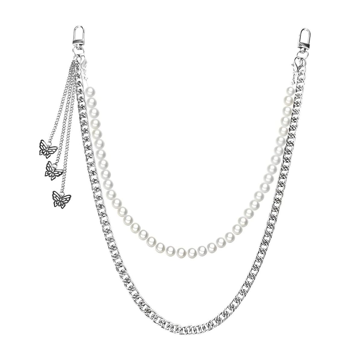 [ハルジオ] ウォレットチェーン アクセント ベルトレディース パール ズボンチェーン パンツチェーン ..