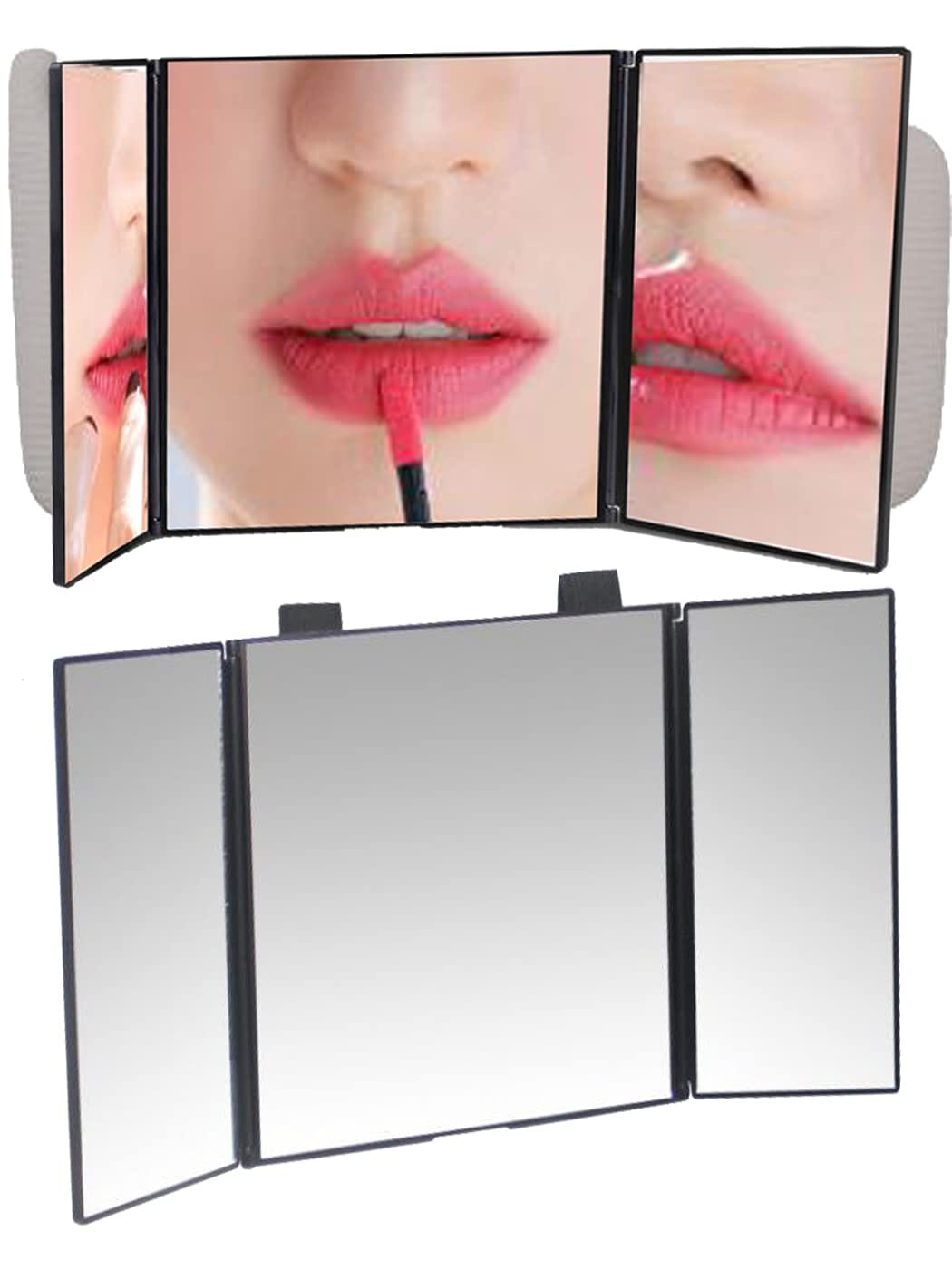 S.fields.inc サンバイザーミラー バニティミラー 車 後付け 三面鏡 メイクミラー 日除け 助手席 運転席