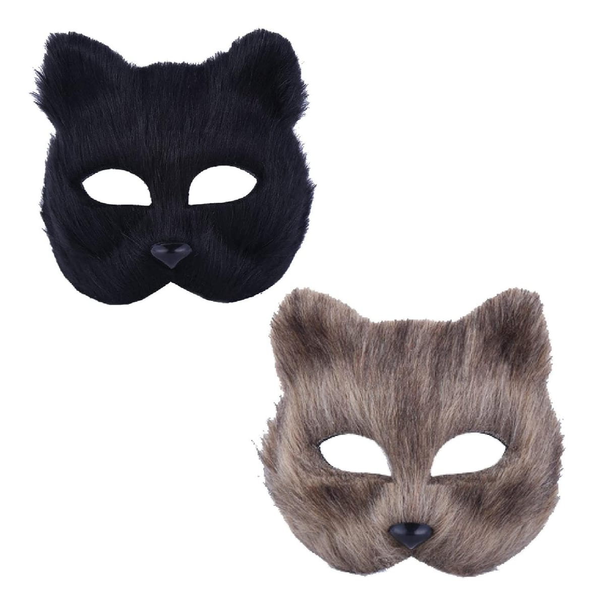 [Saki&Masa] 仮面舞踏会マスク ハロウィーンマスク 動物マスク 男性と女性ハーフフェイス 小道具 猫マ..
