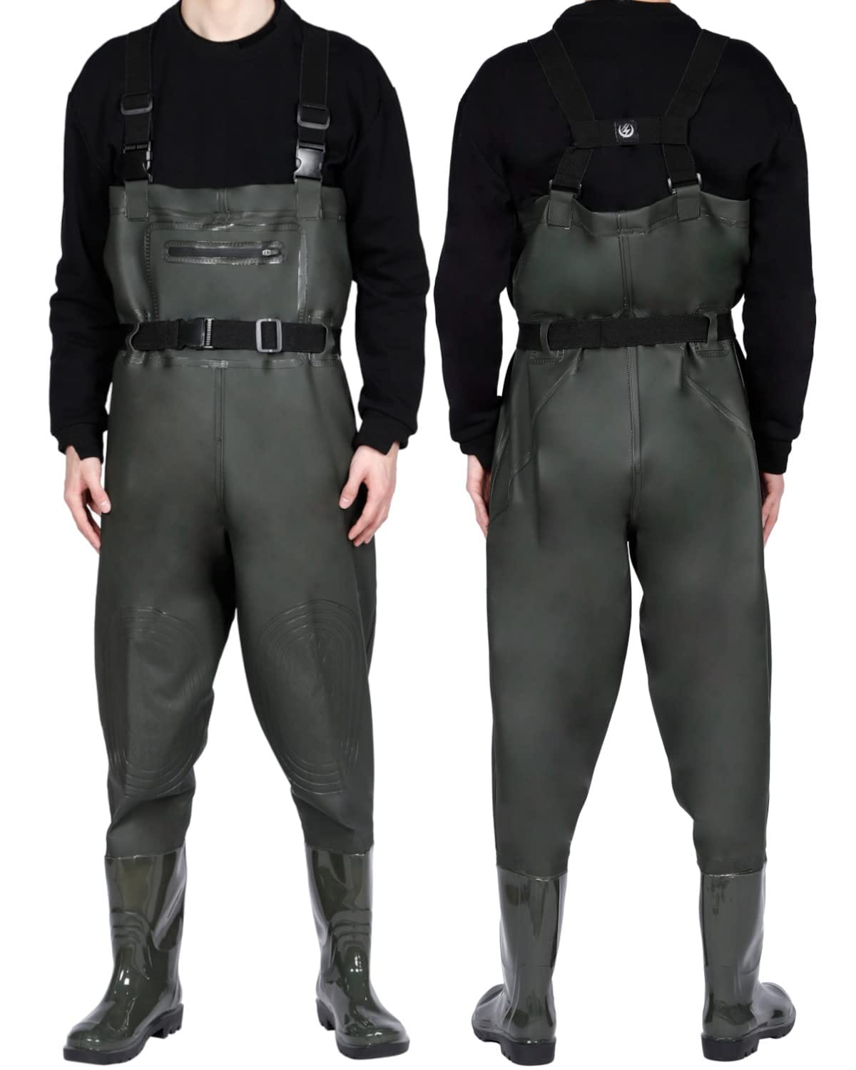 [unizom] ウェーダー 釣り 胴長 長靴 【ヒザ補強・簡単脱着・伸縮ベルト】 ラジアルソール 完全防水 丈夫 チェストハイ フィッシングウェーダー