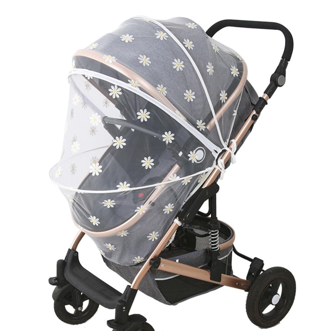 Nex1ne ベビーカー 虫除けカバー 蚊帳 日よけ 花柄 360° UV 虫よけ 蚊よけ 折り畳み式 カバー 通気性 赤ちゃん 幼児