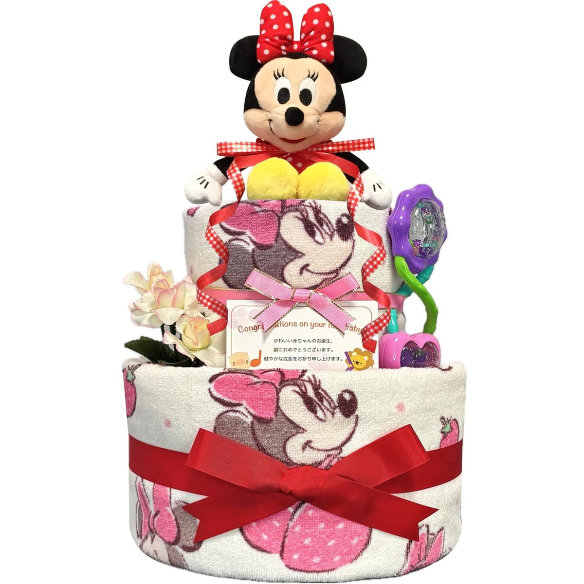 KanonBabys おむつケーキ 女の子 出産祝い 赤ちゃん 誕生日 ベビーシャワー ギフト 2段 Sサイズ Mサイズ mic3111