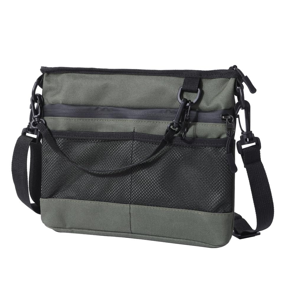 [CARRY ALL BEFORE ONE] 多機能 サコッシュ ショルダーバッグ サブバッグ ダブルジッパー 止水ファスナー キーチェーン カラビナ付き 薄型 軽量 撥水 防傷加工 登山 アウトドア