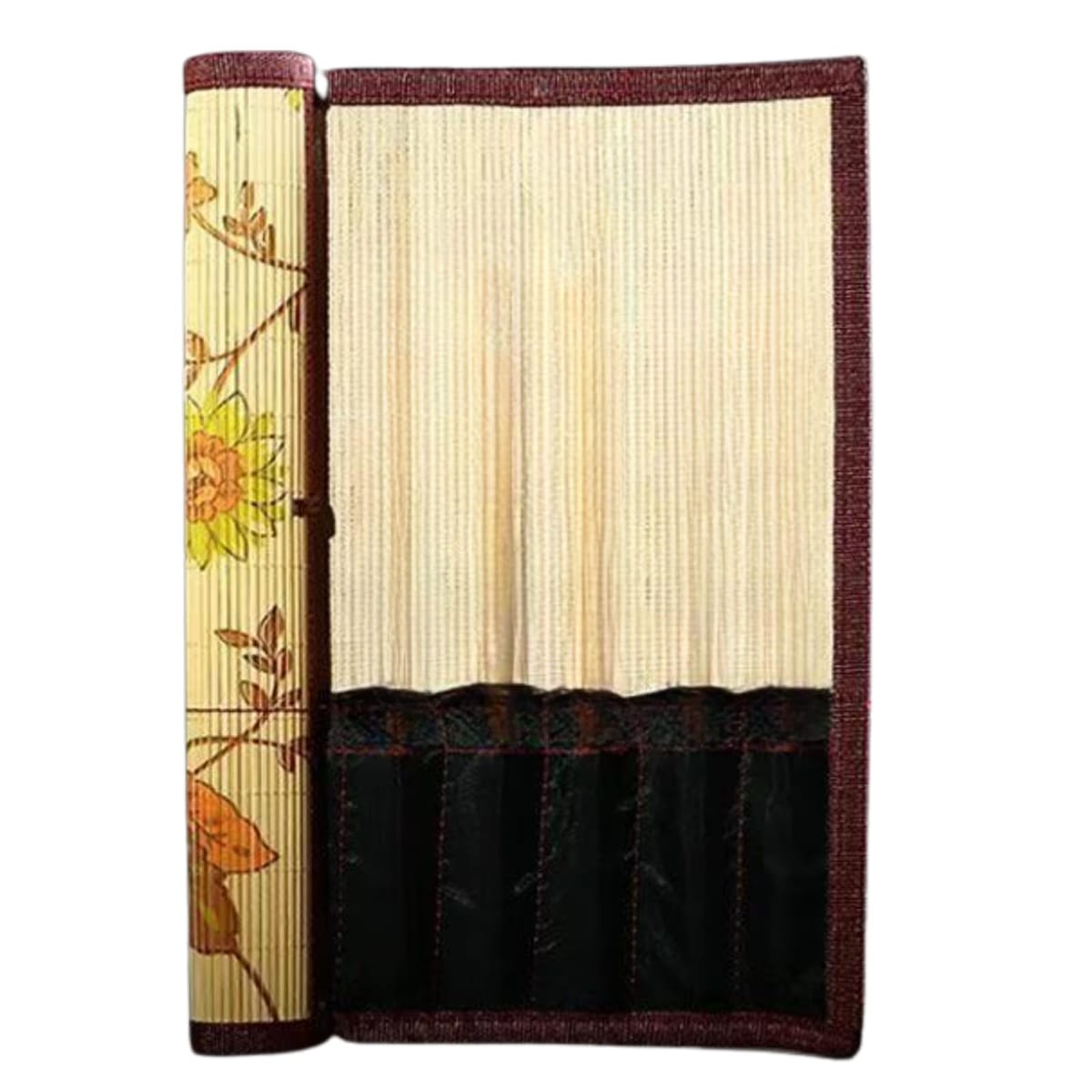 ideamall 筆巻き 習字 花柄 書道 画筆ケース 小学生 大人 持ち運び ポケット付き