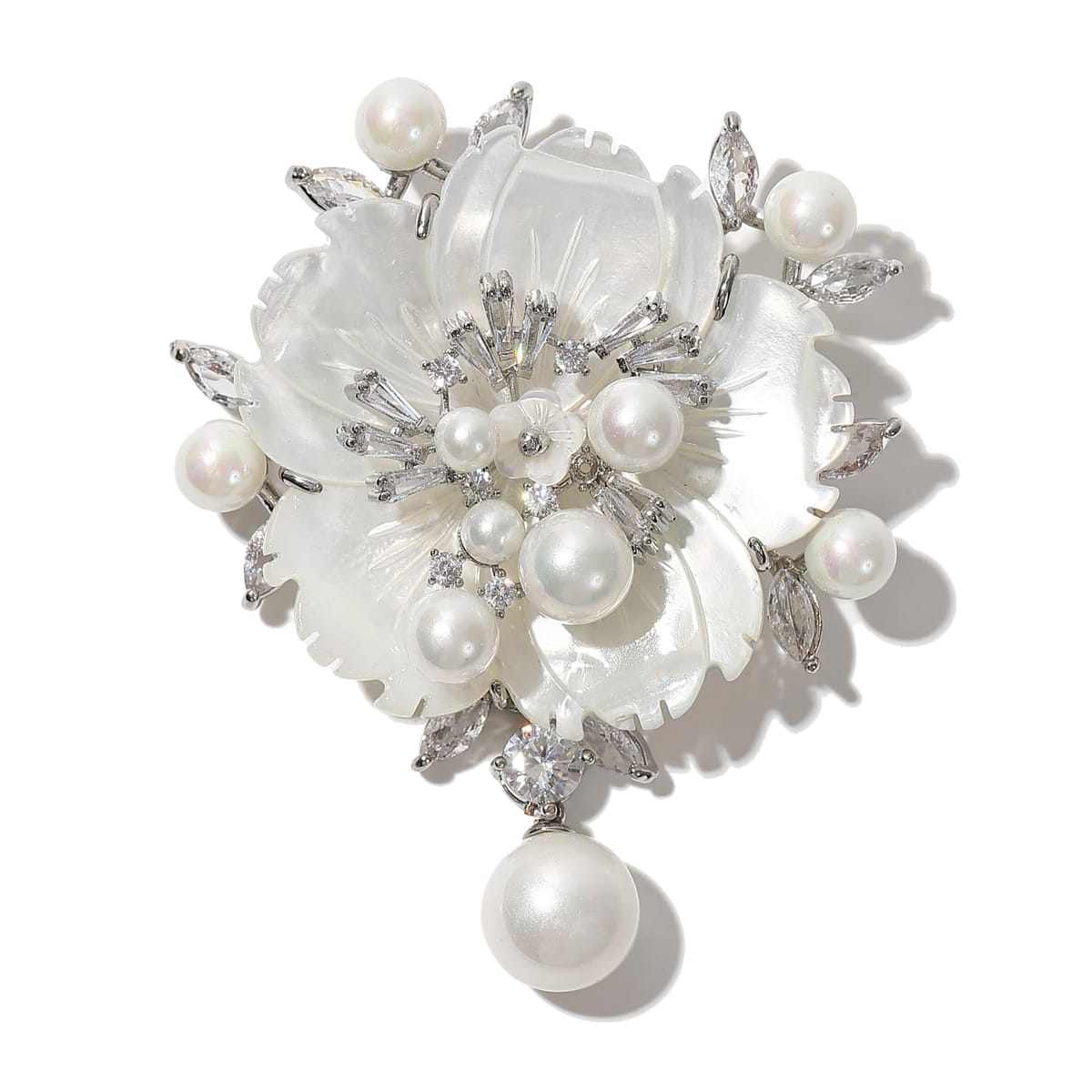 TIGLOSS ブローチ コサージュ ジルコン ジルコニア 真珠 スワロフスキー 記念日 結婚式 お祝い シルバー ゴールド フォーマル ジェケット スーツ パ...