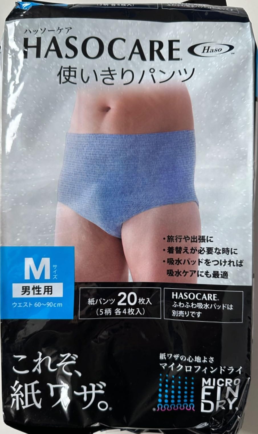 （簡易包装）HASOCARE 5柄×各4枚セット 男性用使い切りパンツ20枚入 Mサイズ