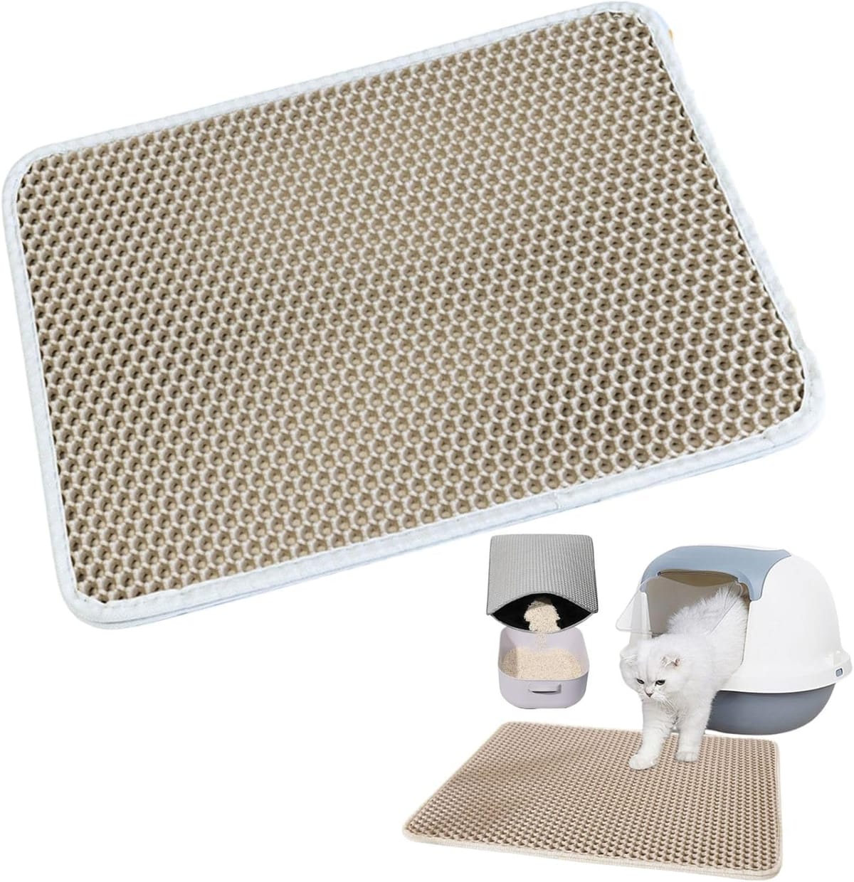 HAPPY SUGAR 猫トイレマット 砂飛び散り防止 猫砂マット 砂取りマット 滑り止め 簡単清掃 防水 EVA 高..