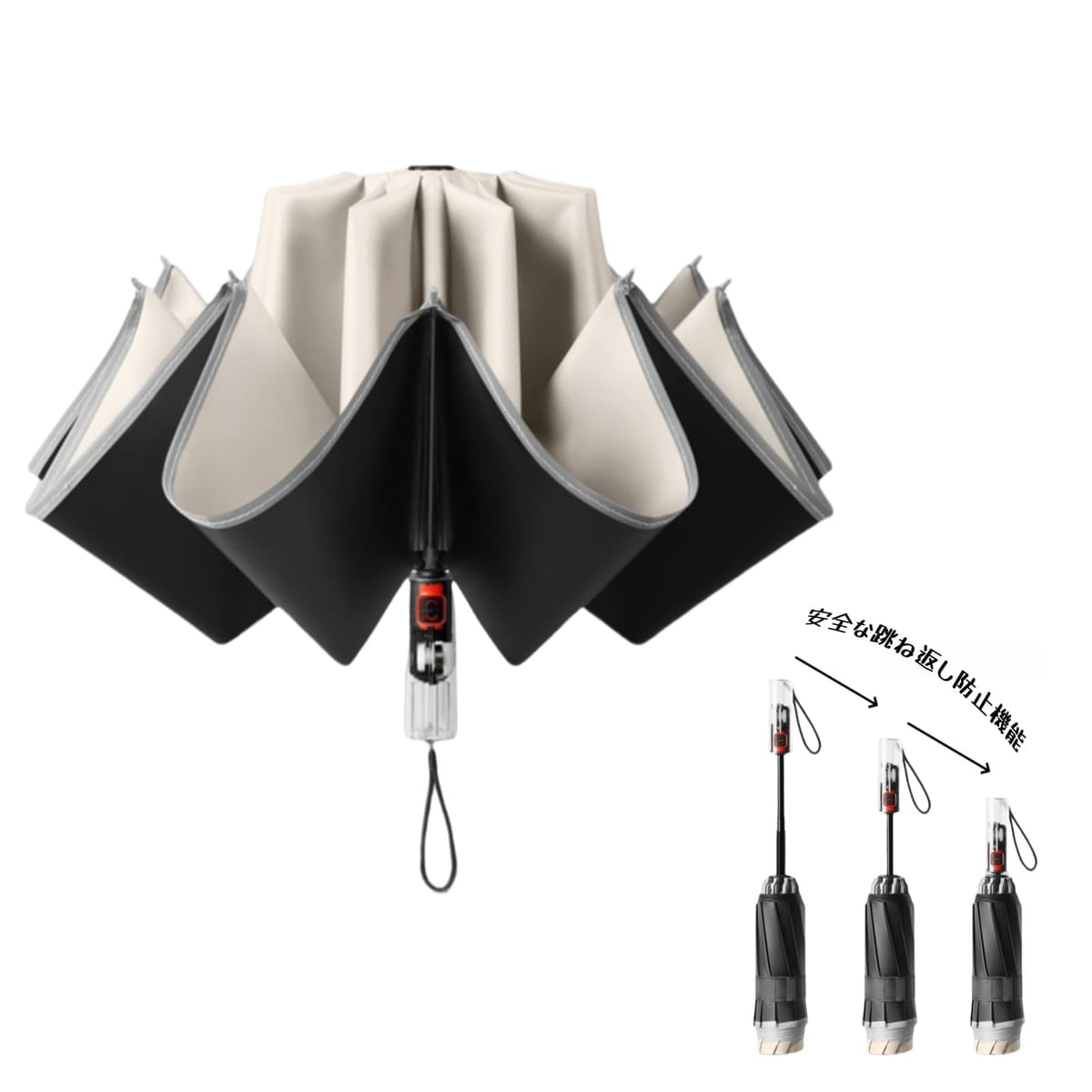 Jiaureshiby 折りたたみ傘 ワンタッチ自動開閉 逆折り式 日傘 メンズ 折畳み 安全な跳ね返し防止機能 雨傘 10本骨 反射テープ付き 晴雨兼用 折り畳み傘 日焼け対策 折りたたみ日傘 紫外線対策 防風傘 大きいサイズ 折れない 傘 持運び コ